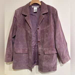 VTG 90s y2k Jessica Holbrook Trench Leather Suede Button Coat Med Grunge Boho